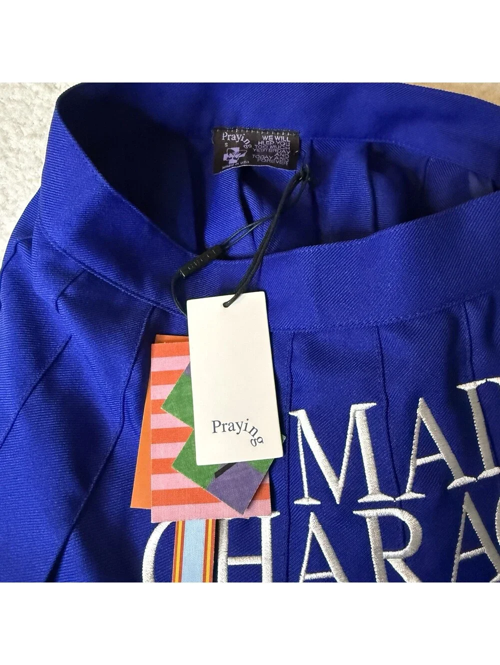 Praying Pleated Skirt Women S Blue NWT Main Character Embroidered Vault Gucci